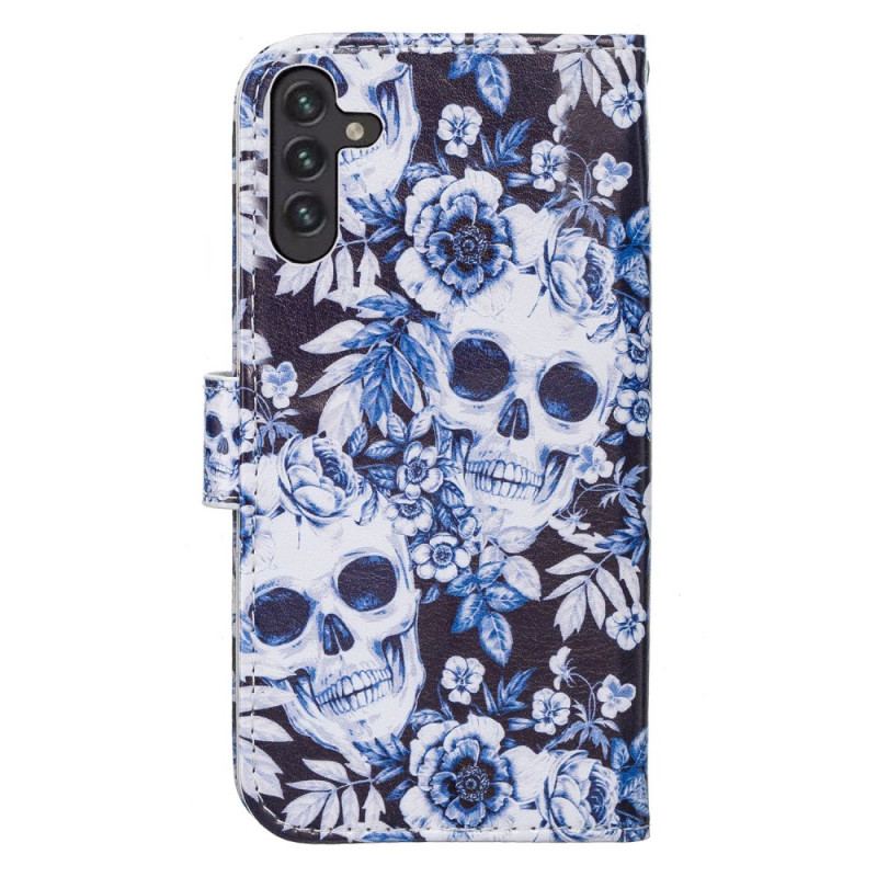 Capa Folio Para Samsung Galaxy A13 5G / A04s Caveiras Retrô