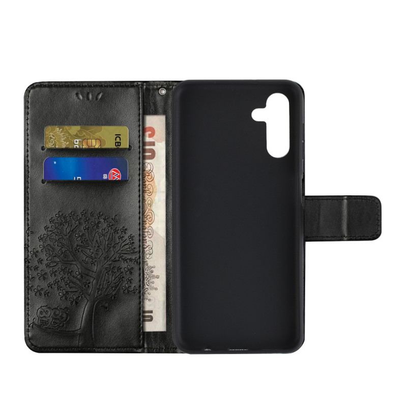 Capa Folio Para Samsung Galaxy A13 5G / A04s De Cordão Tanga E Corujas