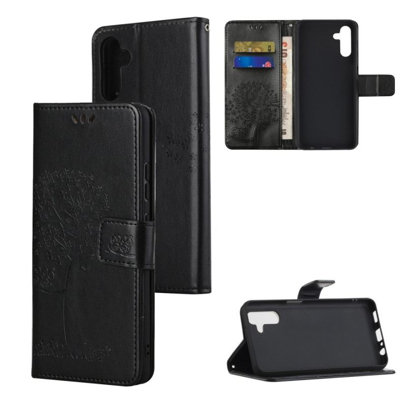 Capa Folio Para Samsung Galaxy A13 5G / A04s De Cordão Tanga E Corujas