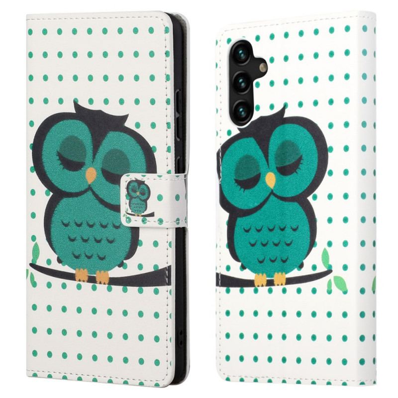 Capa Folio Para Samsung Galaxy A13 5G / A04s Coruja Adormecida