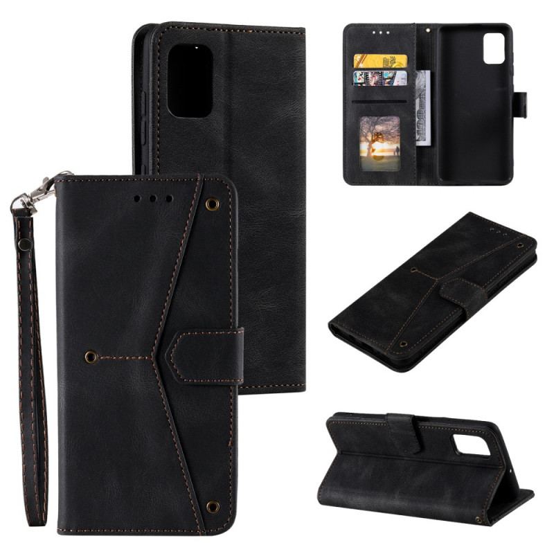 Capa Folio Para Samsung Galaxy A13 5G / A04s Costuras Com Toque De Pele