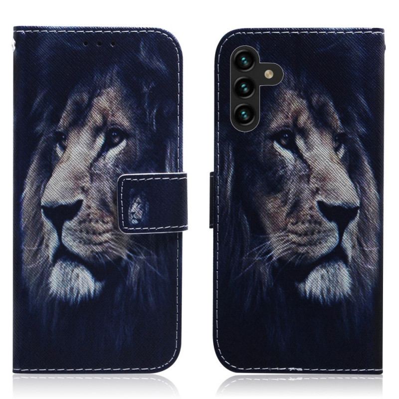 Capa Folio Para Samsung Galaxy A13 5G / A04s Leão Sonhador