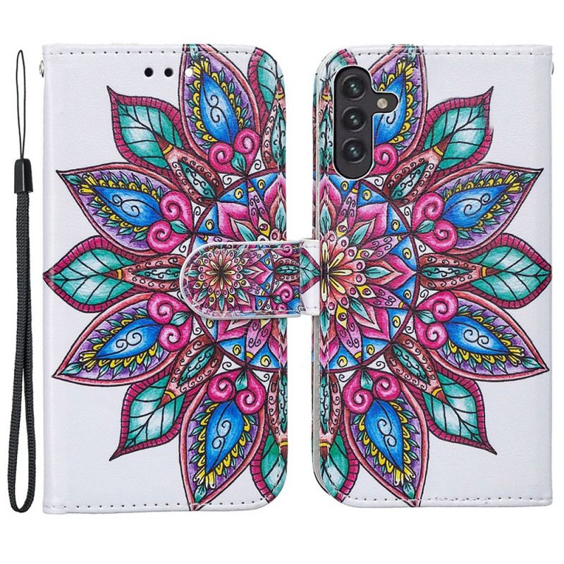 Capa Folio Para Samsung Galaxy A13 5G / A04s Mandala Desenhada