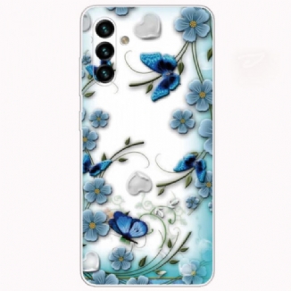 Capa Para Samsung Galaxy A13 5G / A04s Borboletas E Flores Retrô