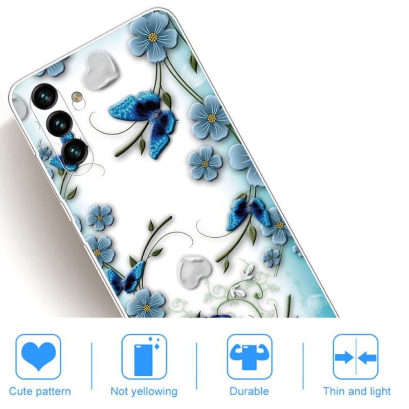 Capa Para Samsung Galaxy A13 5G / A04s Borboletas E Flores Retrô