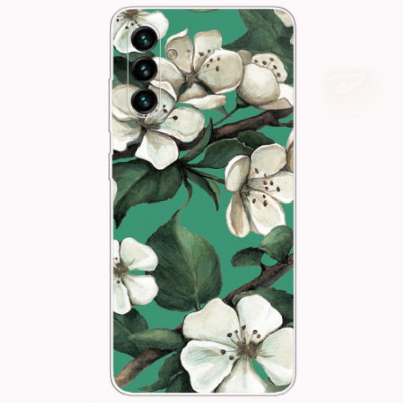 Capa Para Samsung Galaxy A13 5G / A04s Flores Brancas Pintadas