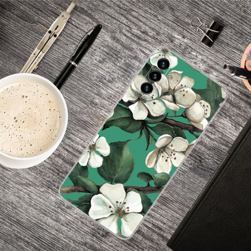 Capa Para Samsung Galaxy A13 5G / A04s Flores Brancas Pintadas