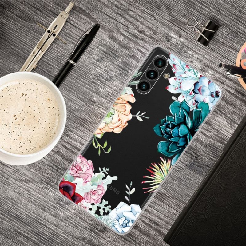 Capa Para Samsung Galaxy A13 5G / A04s Flores Em Aquarela