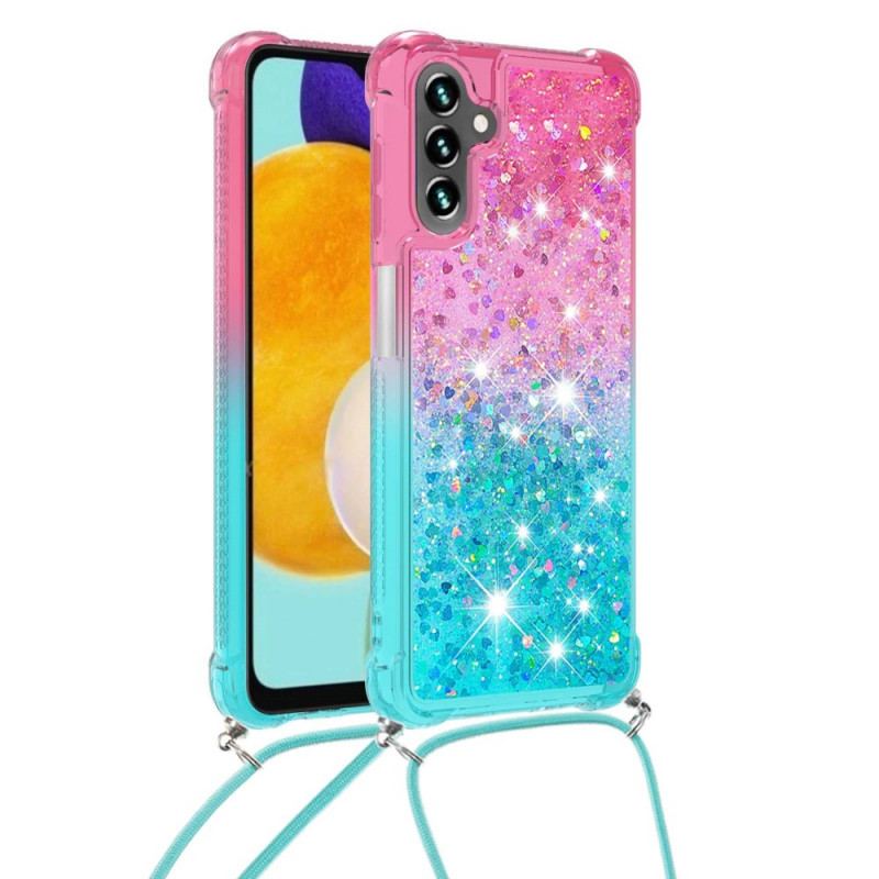 Capa Para Samsung Galaxy A13 5G / A04s Lantejoulas E Cordão De Silicone