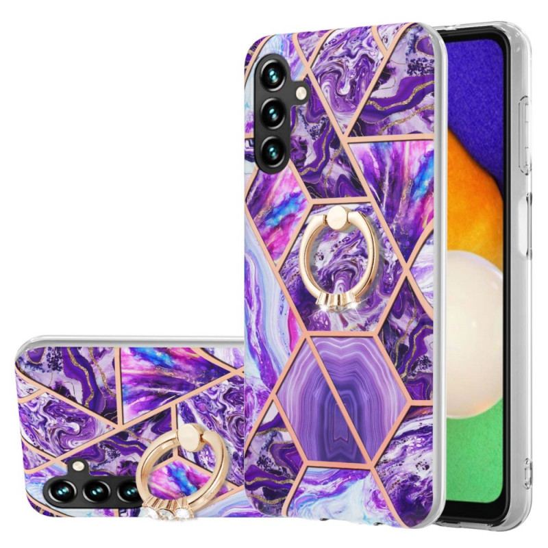 Capa Para Samsung Galaxy A13 5G / A04s Mármore Geométrico Com Suporte De Anel