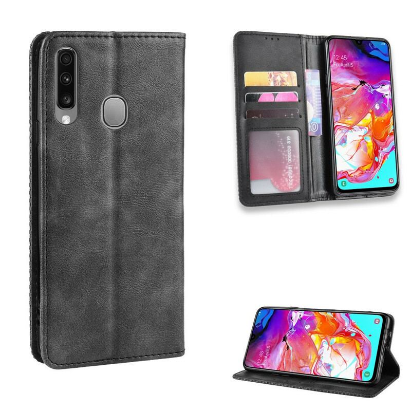 Capa De Celular Para Samsung Galaxy A20s Flip Efeito Couro Vintage Estilizado