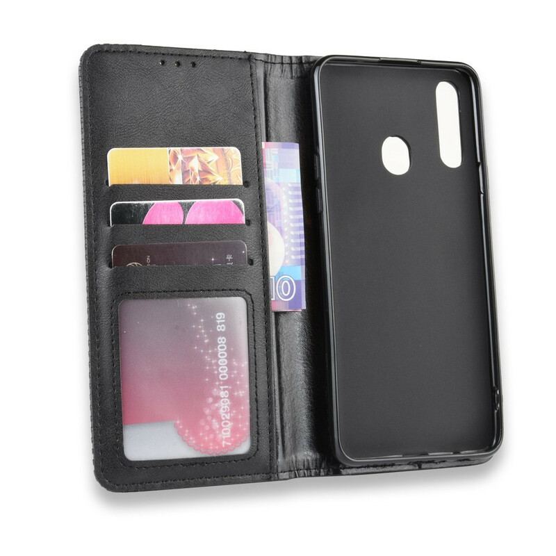 Capa De Celular Para Samsung Galaxy A20s Flip Efeito Couro Vintage Estilizado