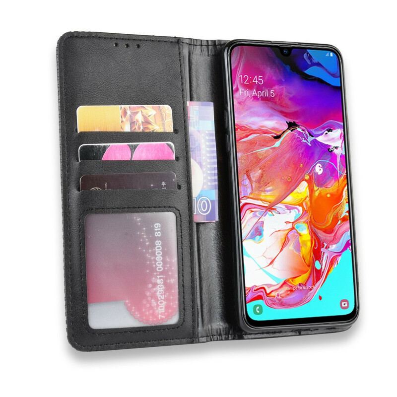 Capa De Celular Para Samsung Galaxy A20s Flip Efeito Couro Vintage Estilizado