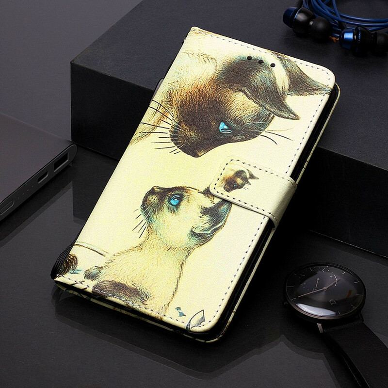 Capa De Couro Para Samsung Galaxy A20s Gatinho E Mamãe