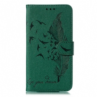 Capa Em Pele Para Samsung Galaxy A20s Couro Sintético Viva O Seu Sonho