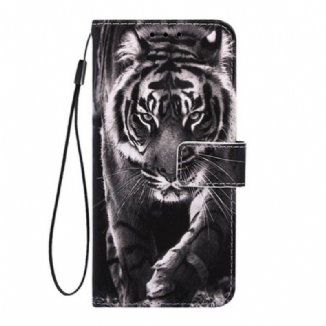 Capa Flip Para Samsung Galaxy A20s Tigre Da Noite