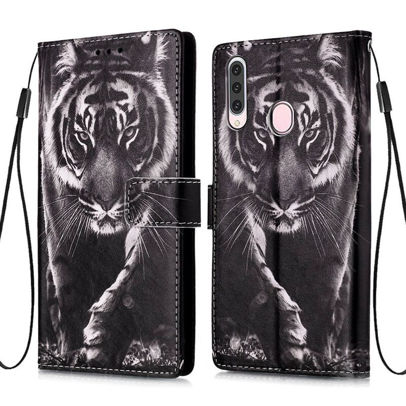 Capa Flip Para Samsung Galaxy A20s Tigre Da Noite