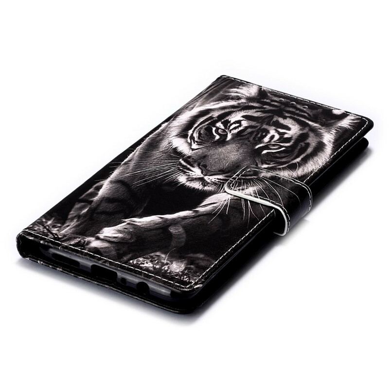 Capa Flip Para Samsung Galaxy A20s Tigre Da Noite