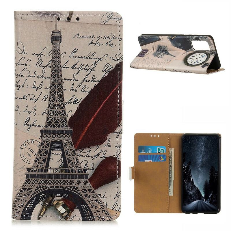 Capa Folio Para Samsung Galaxy A20s Torre Eiffel Do Poeta