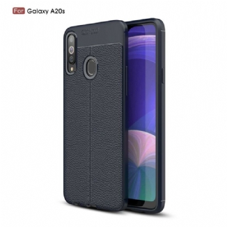 Capa Para Samsung Galaxy A20s Linha Dupla Efeito Couro Litchi