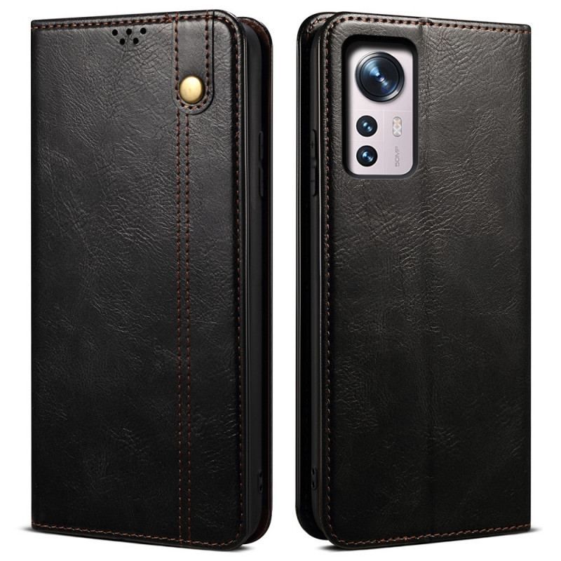 Capa De Celular Para Xiaomi 12 Pro Flip Couro Sintético Encerado