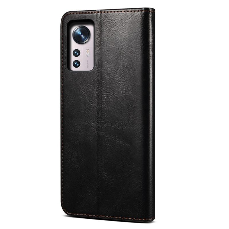 Capa De Celular Para Xiaomi 12 Pro Flip Couro Sintético Encerado