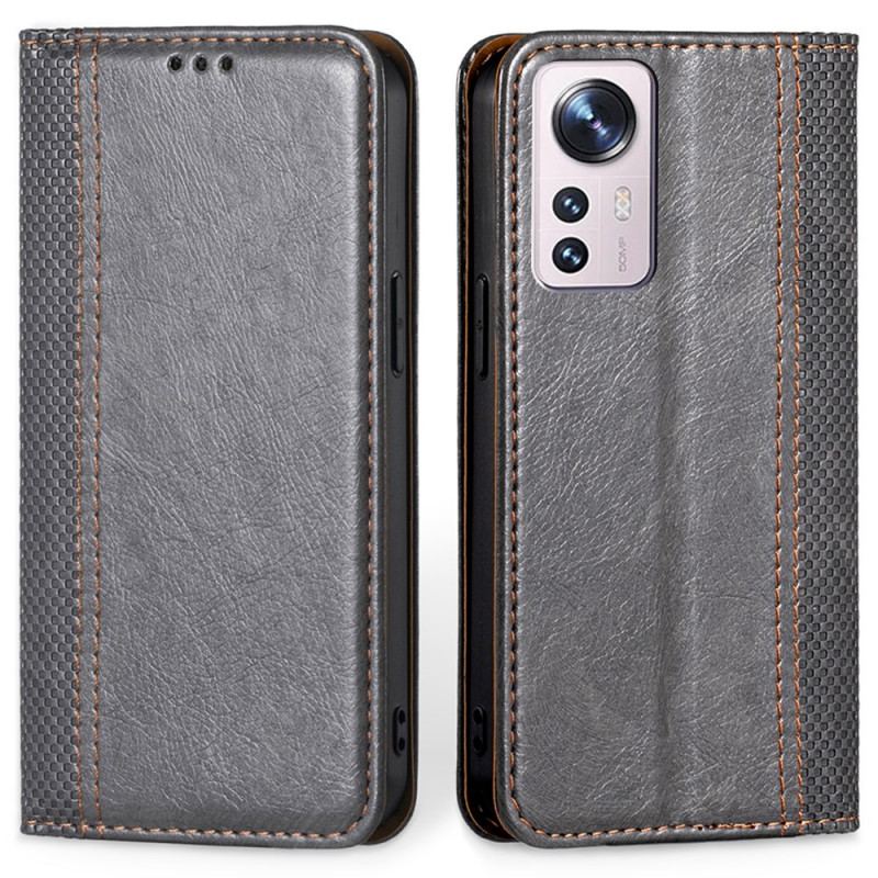 Capa De Celular Para Xiaomi 12 Pro Flip Efeito Couro Vintage