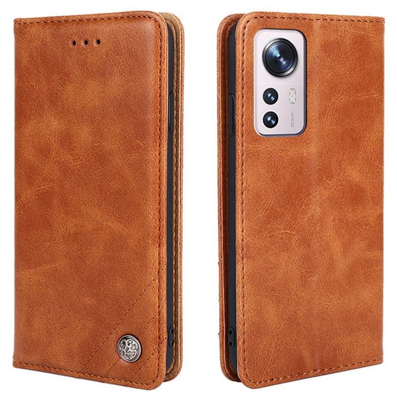 Capa De Celular Para Xiaomi 12 Pro Flip Estilo Rebite De Couro