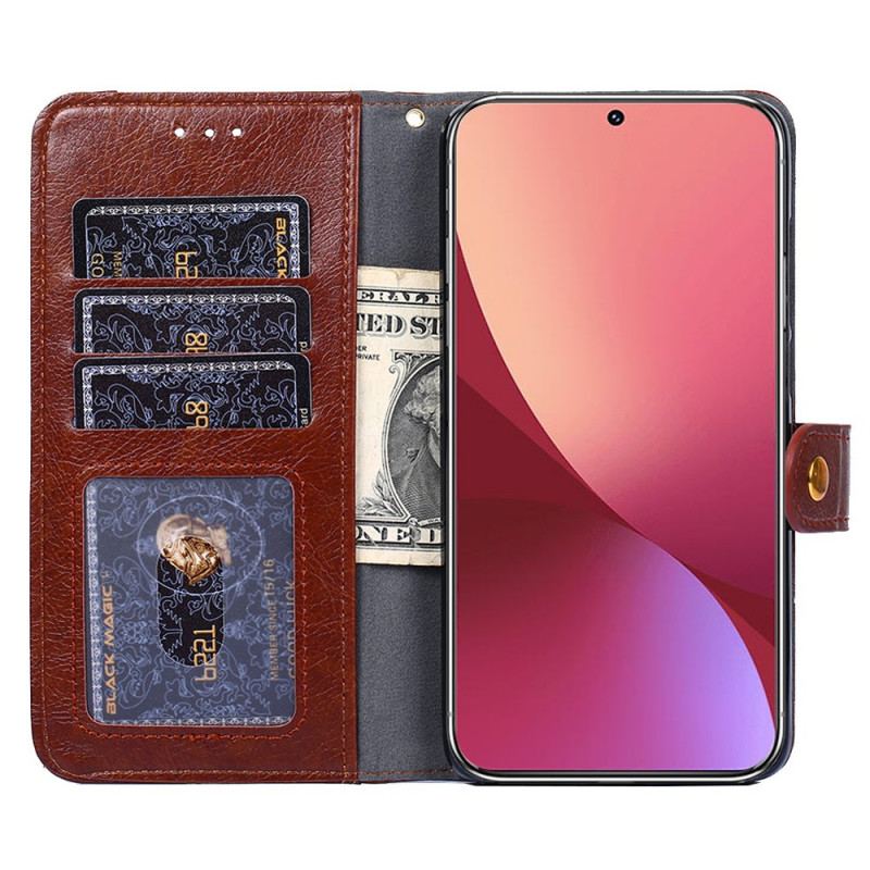 Capa De Celular Para Xiaomi 12 Pro Flip Estilo Rebite De Couro