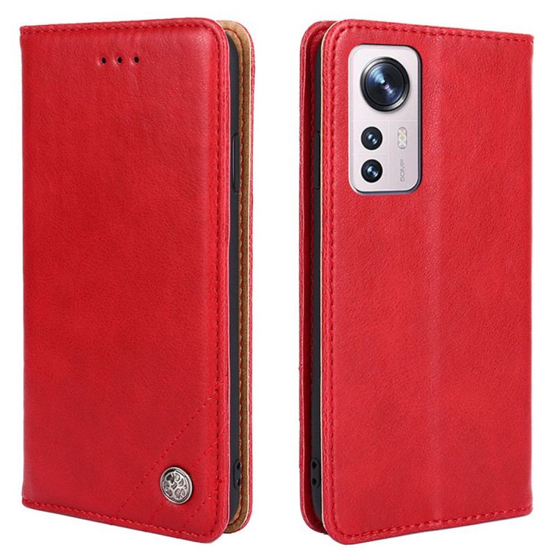 Capa De Celular Para Xiaomi 12 Pro Flip Estilo Rebite De Couro