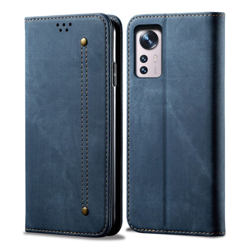 Capa De Celular Para Xiaomi 12 Pro Flip Tecido Jeans