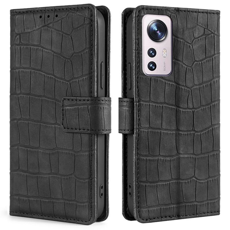 Capa De Couro Para Xiaomi 12 Pro Crocodilo Com Toque De Pele