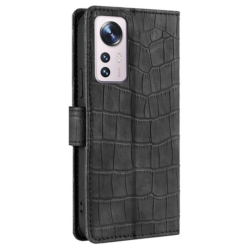 Capa De Couro Para Xiaomi 12 Pro Crocodilo Com Toque De Pele