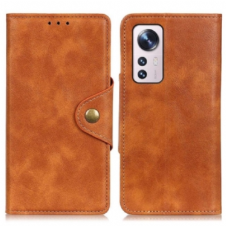 Capa De Couro Para Xiaomi 12 Pro Couro Sintético Vintage E Botão