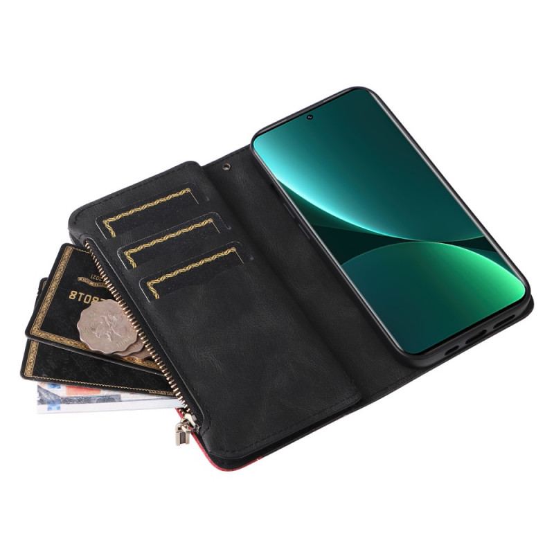 Capa Em Pele Para Xiaomi 12 Pro Bicolor Com Porta Moedas