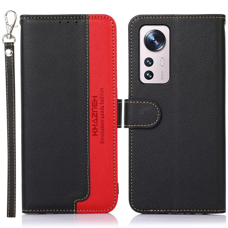 Capa Em Pele Para Xiaomi 12 Pro Estilo Lichia Rfid Khazneh