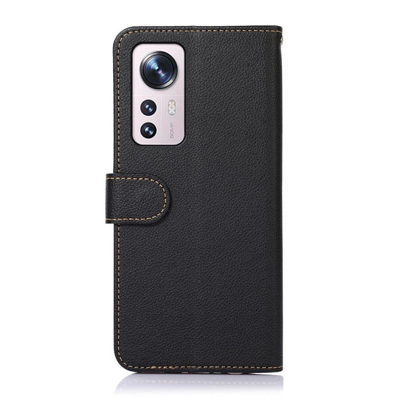 Capa Em Pele Para Xiaomi 12 Pro Estilo Lichia Rfid Khazneh