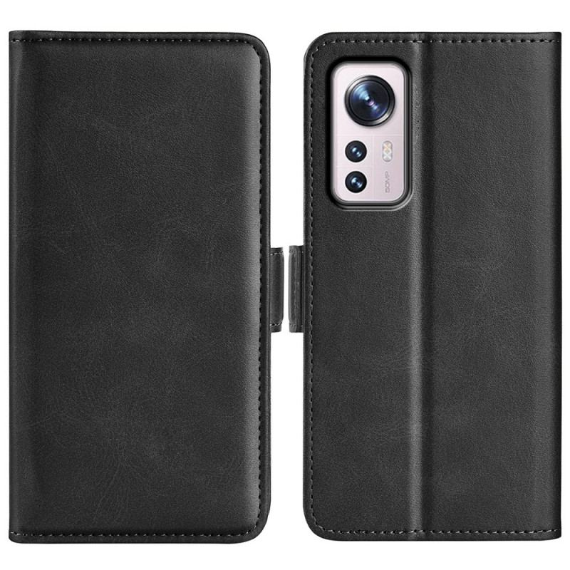 Capa Em Pele Para Xiaomi 12 Pro Fecho Duplo