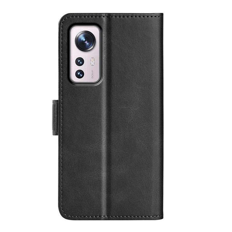 Capa Em Pele Para Xiaomi 12 Pro Fecho Duplo