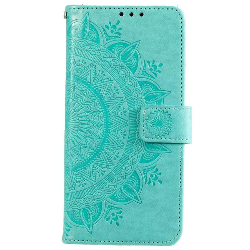 Capa Flip Para Xiaomi 12 Pro De Cordão Mandala Do Sol Strappy