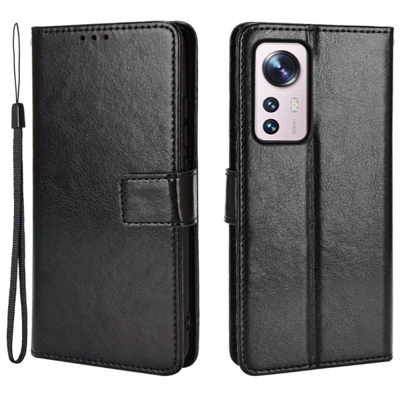 Capa Flip Para Xiaomi 12 Pro Couro Falso Chamativo