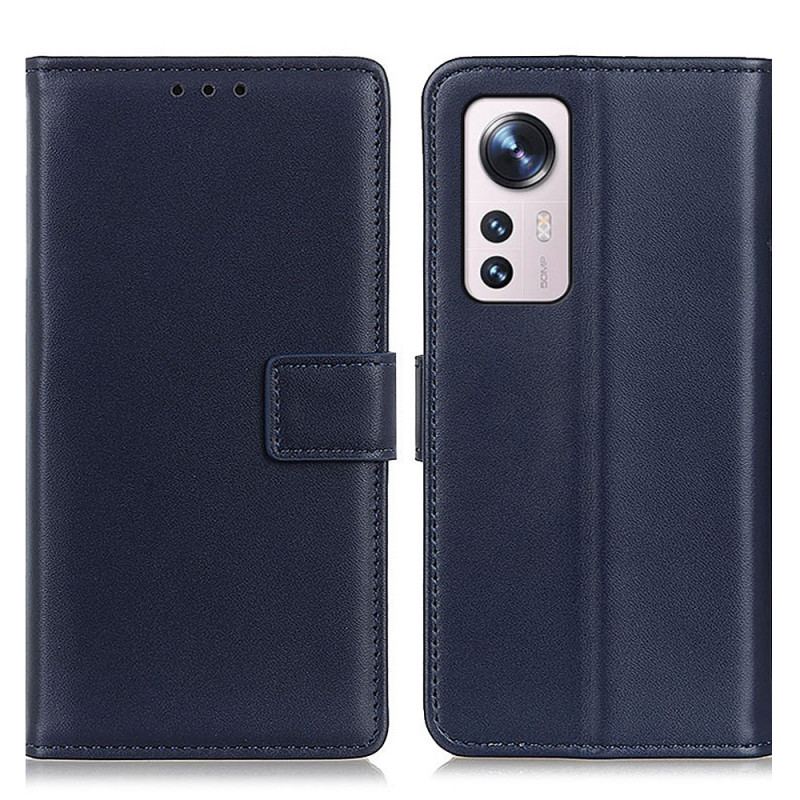 Capa Flip Para Xiaomi 12 Pro Couro Sintético Liso