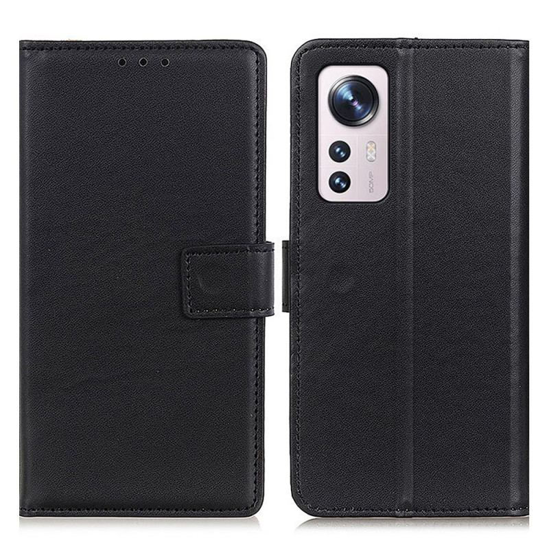 Capa Flip Para Xiaomi 12 Pro Couro Sintético Liso