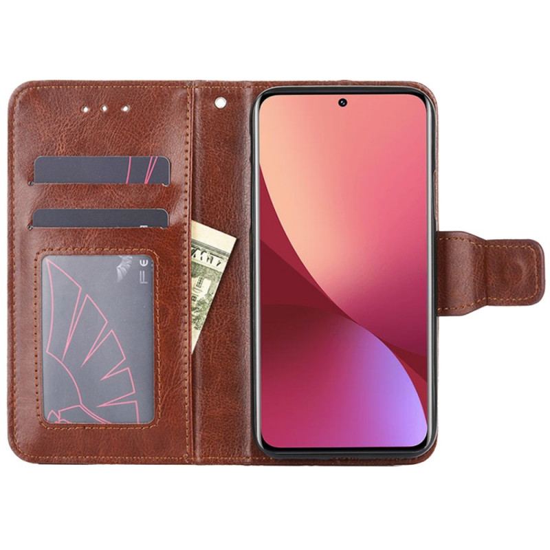 Capa Flip Para Xiaomi 12 Pro Estilo Vintage De Couro