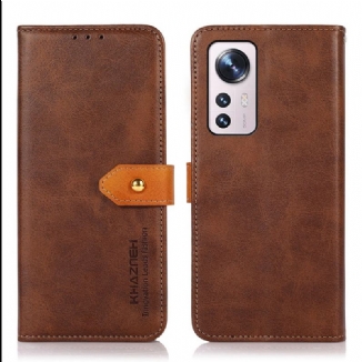 Capa Flip Para Xiaomi 12 Pro Fecho Dourado Bicolor Khazneh