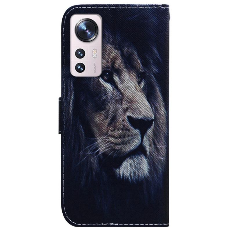 Capa Flip Para Xiaomi 12 Pro Leão