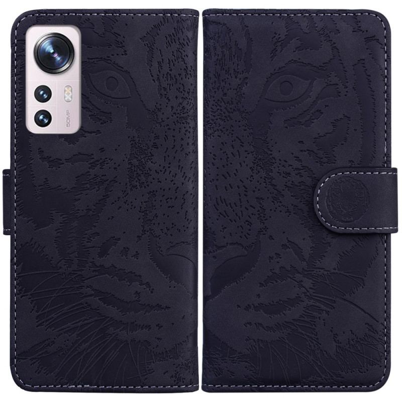 Capa Flip Para Xiaomi 12 Pro Pegada De Tigre