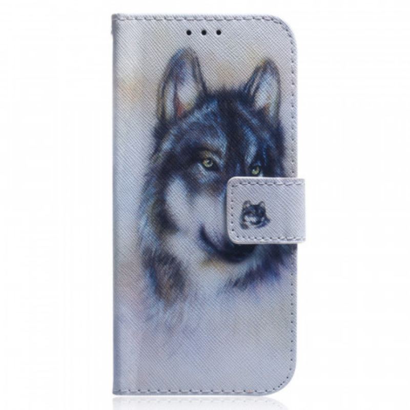 Capa Flip Para Xiaomi 12 Pro Pintura De Lobo