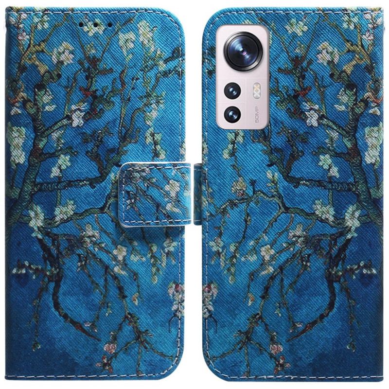 Capa Flip Para Xiaomi 12 Pro Ramos Floridos