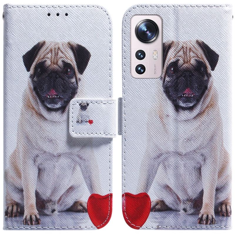 Capa Folio Para Xiaomi 12 Pro Cachorro Pug